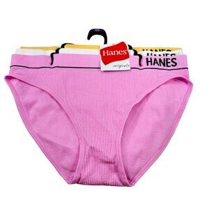 Lot of 3 Hanes Women's Size 2XL Panty Brief Ribbed Originals Assorted Color New